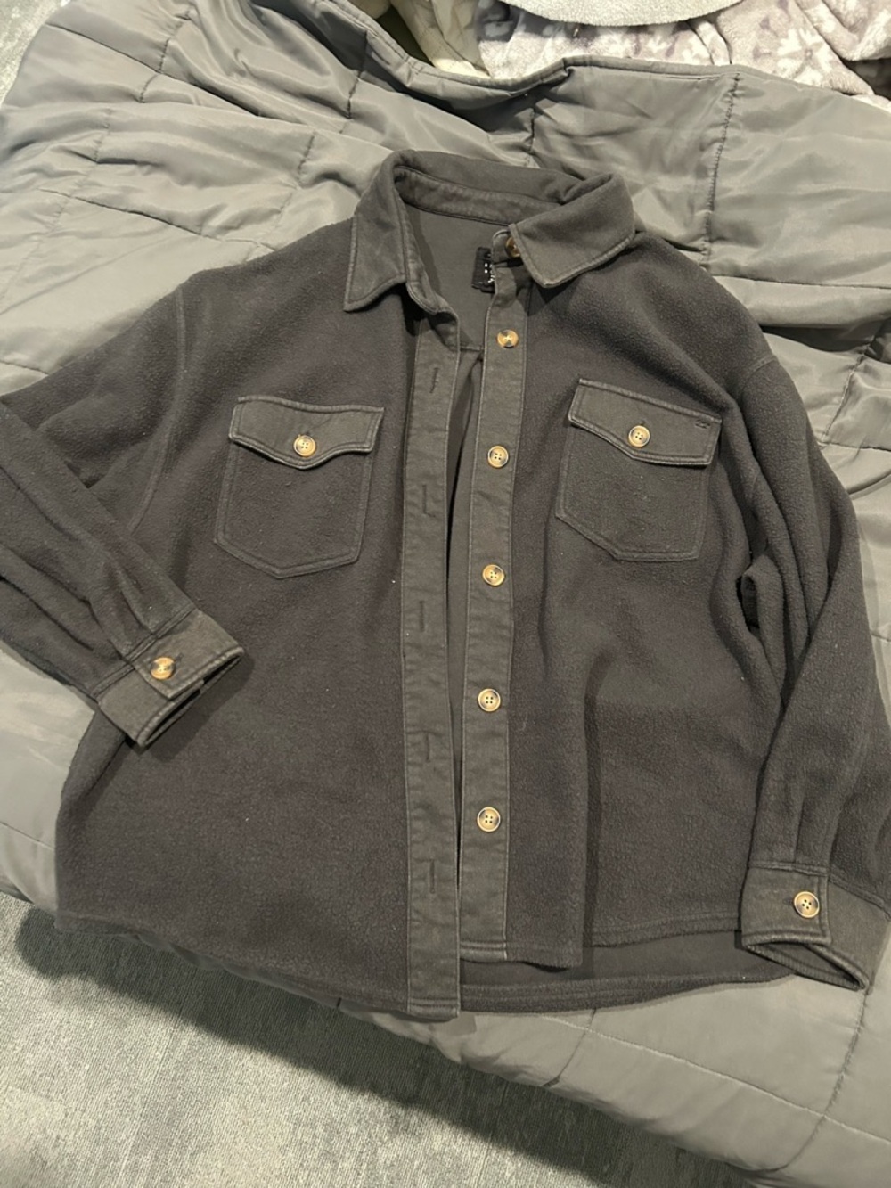 Billabong Black Fleece Shacket with Button Front
